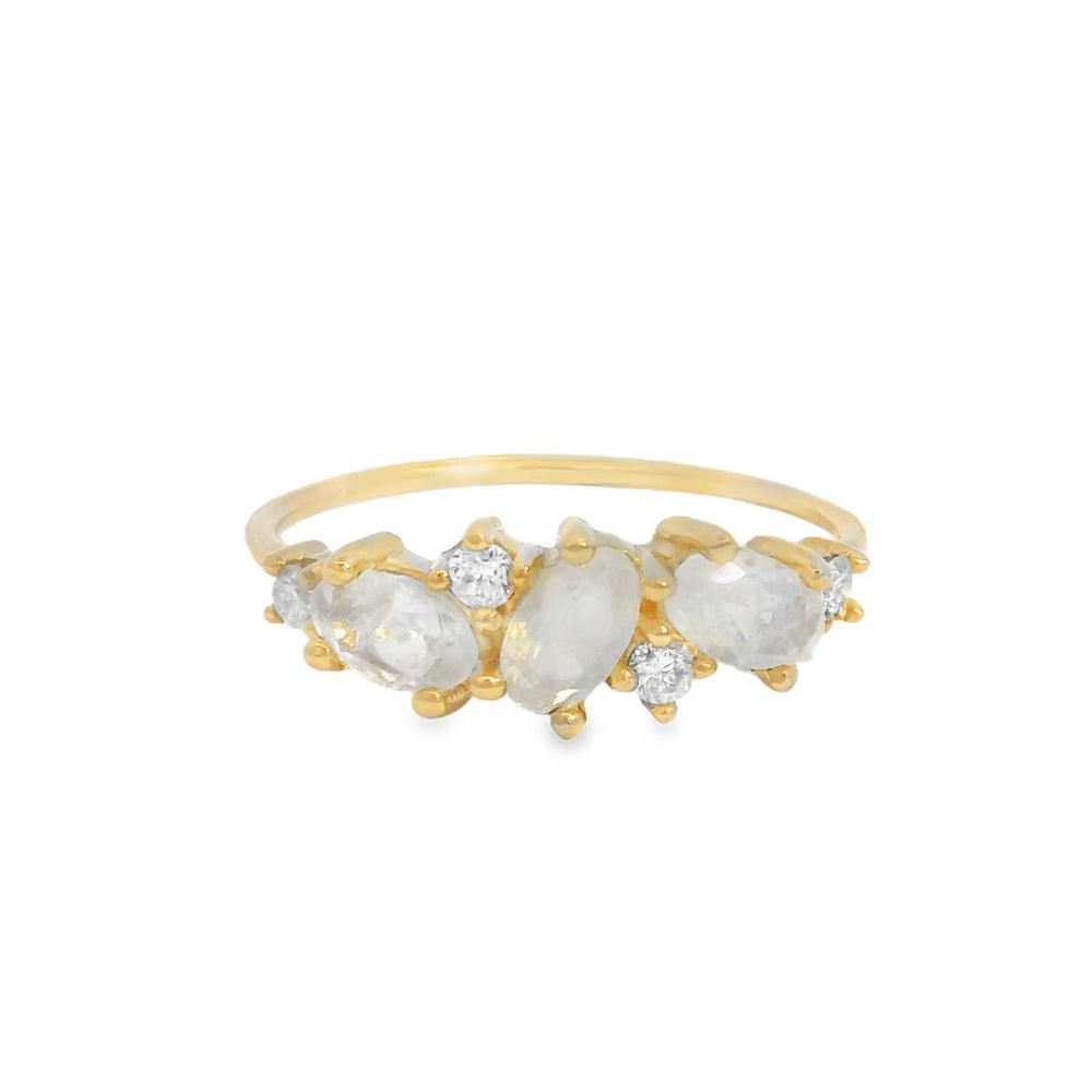 ENTREGA INMEDIATA / Anillo Laura con Moonstone / Oro amarillo 14K / Talla 6