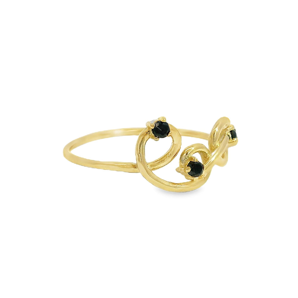 
                      
                        ENTREGA INMEDIATA / Anillo Mar con Diamantes Negros / Oro amarillo 14K / Talla 6
                      
                    