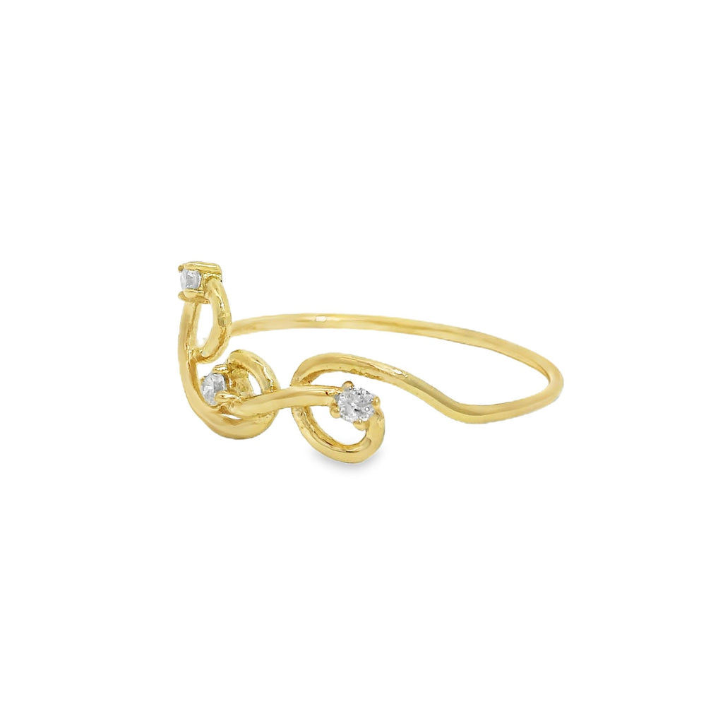 ENTREGA INMEDIATA / Anillo Mar con Diamantes / Oro amarillo 14K / Talla 8