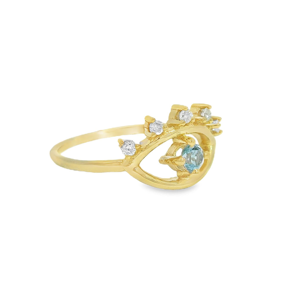 
                      
                        ENTREGA INMEDIATA / Anillo Ojo Ariela'z con Aguamarina / Oro Amarillo 14K / Talla 5.5
                      
                    