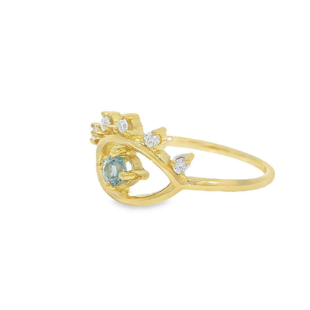 
                      
                        ENTREGA INMEDIATA / Anillo Ojo Ariela'z con Aguamarina / Oro Amarillo 14K / Talla 5.5
                      
                    