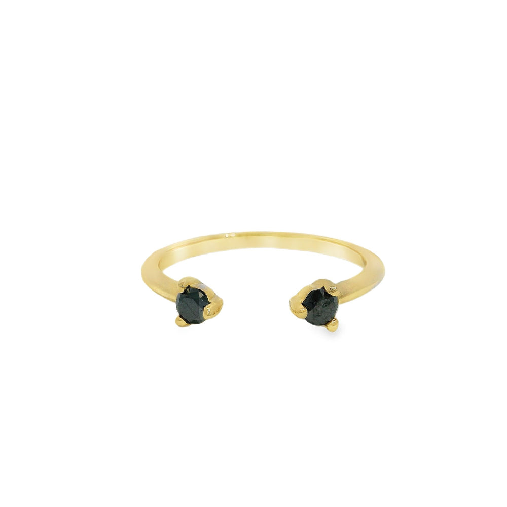 ENTREGA INMEDIATA / Anillo Eva con Diamantes Negros / Oro amarillo 14K / Talla 7