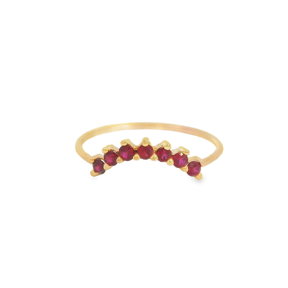 ENTREGA INMEDIATA / Anillo Corona Mijal con Rubíes / Oro rosa 14K / Talla 7