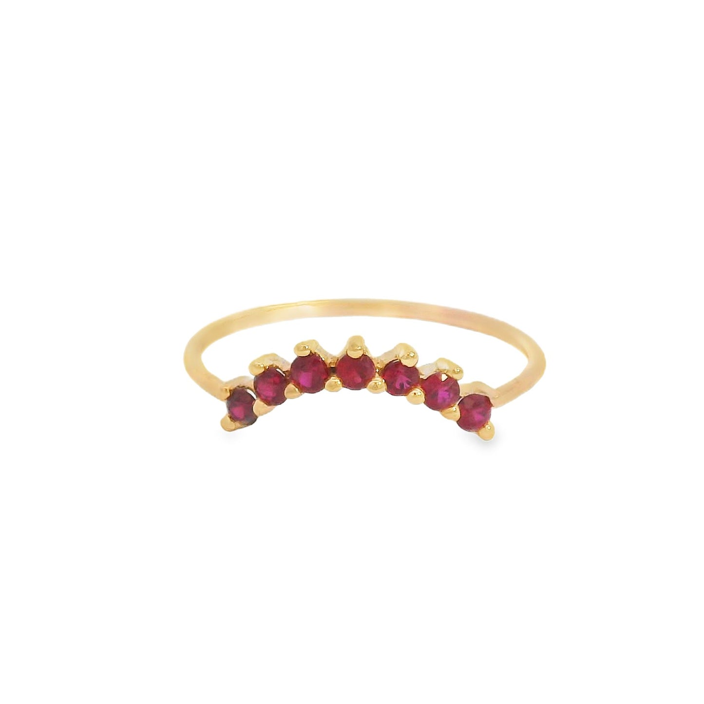 ENTREGA INMEDIATA / Anillo Corona Mijal con Rubíes / Oro rosa 14K / Talla 7