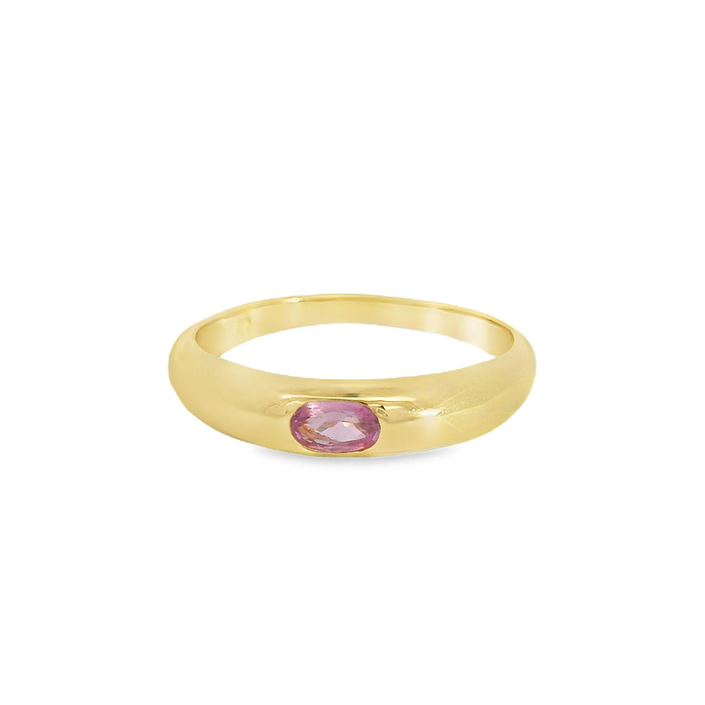 ENTREGA INMEDIATA / Anillo Leonora con Zafiro Rosa / Oro amarillo 14K / Talla 8