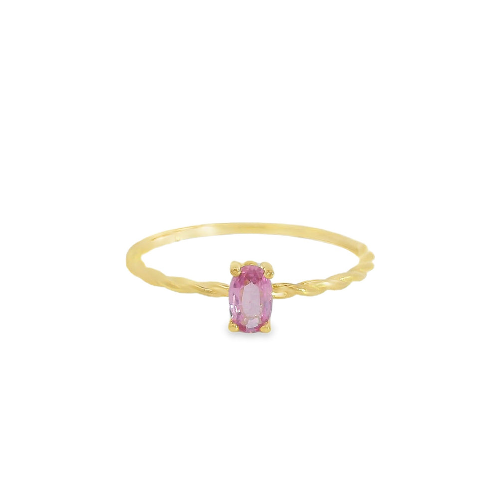 ENTREGA INMEDIATA / Anillo Carolina con Zafiro Rosa / Oro amarillo 14K / Talla 6.5