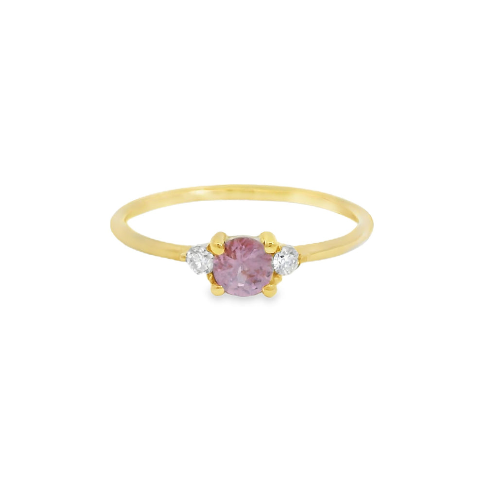 ENTREGA INMEDIATA / Anillo Piedra de Mes con Zafiro Rosa / Oro amarillo 14K / Talla 5