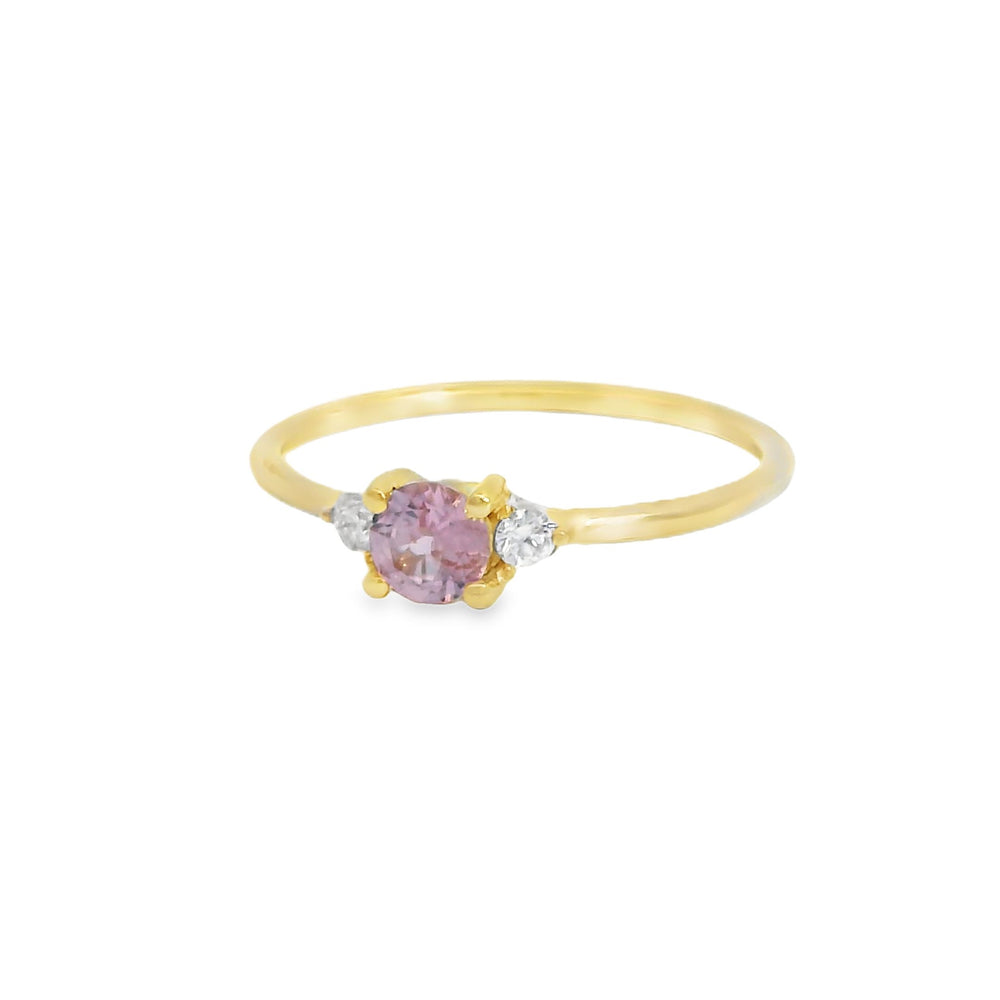 ENTREGA INMEDIATA / Anillo Piedra de Mes con Zafiro Rosa / Oro amarillo 14K / Talla 5