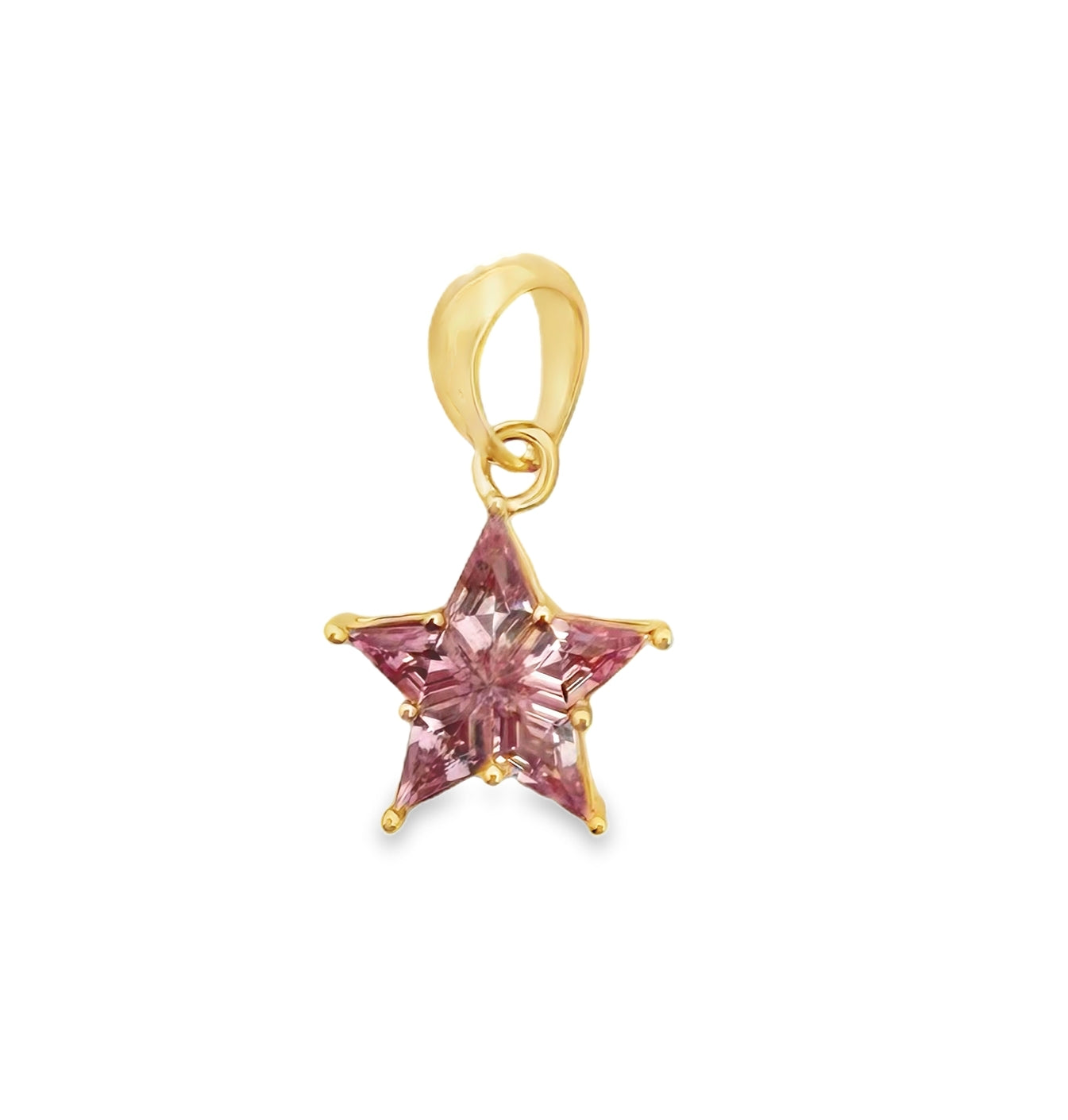 ENTREGA INMEDIATA / PIEZA ÚNICA / Charm Estrella Rompecabezas de Zafiros Rosas / Oro amarillo 14K / SIN CADENA