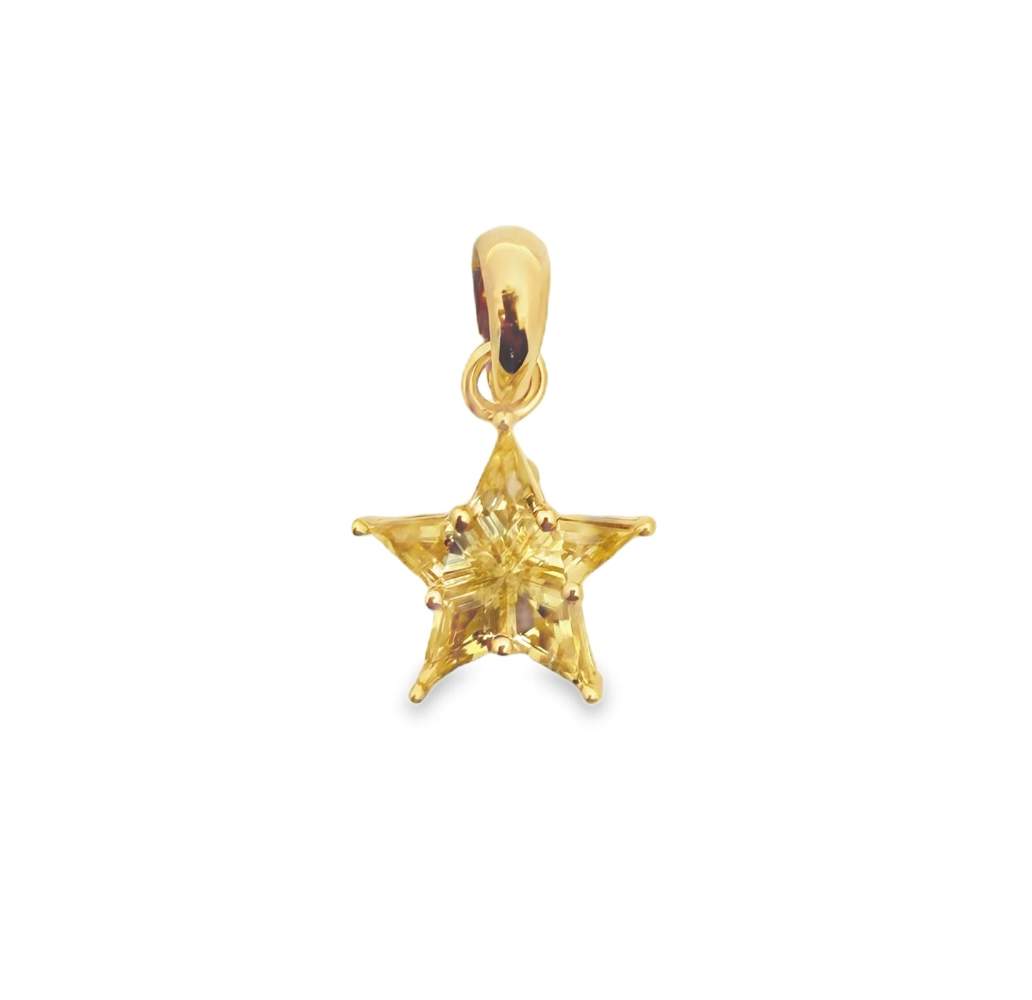 ENTREGA INMEDIATA / PIEZA ÚNICA / Charm Estrella Rompecabezas de Zafiros Amarillos Claros / Oro amarillo 14K / SIN CADENA