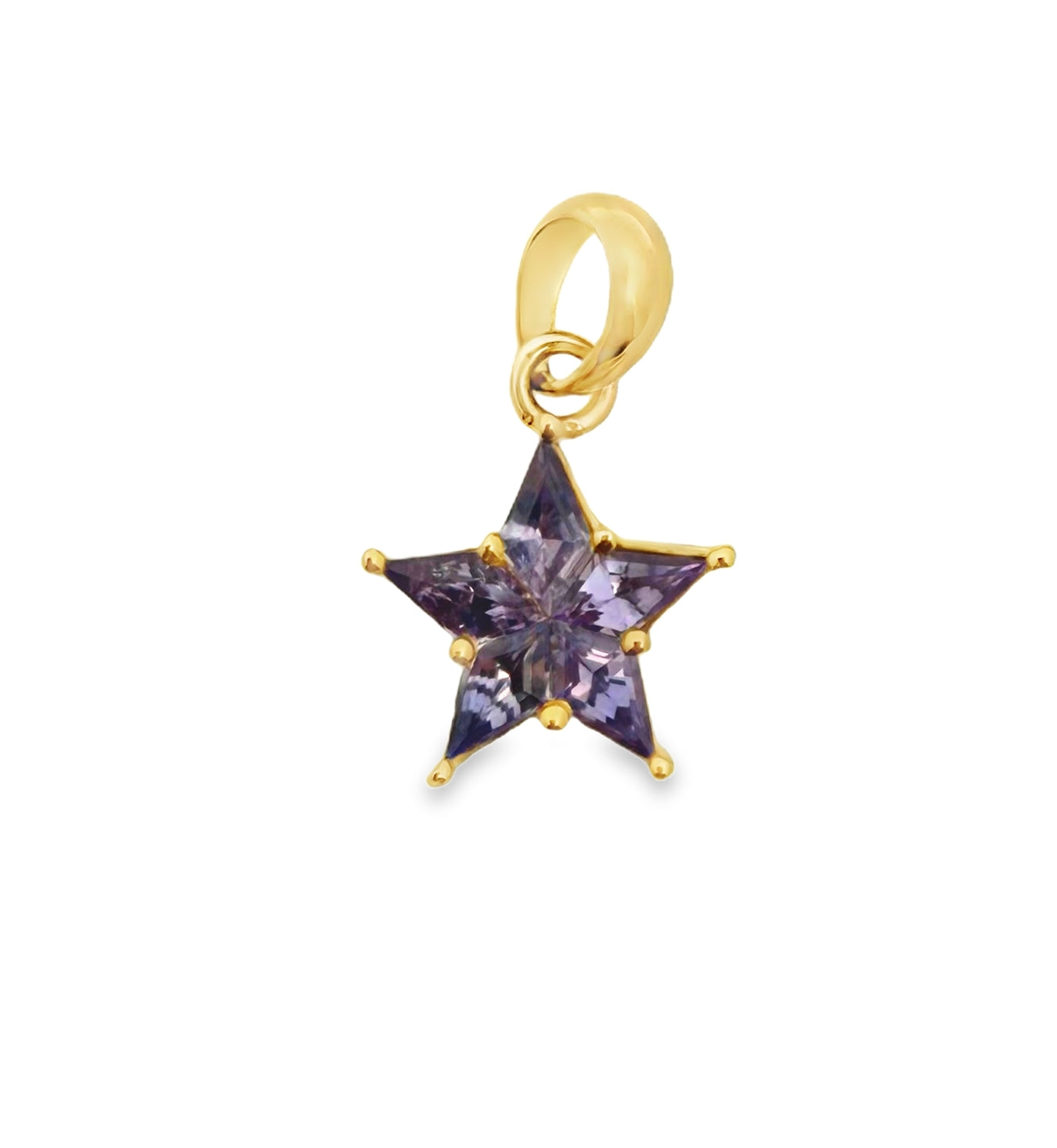 ENTREGA INMEDIATA / PIEZA ÚNICA / Charm Estrella Rompecabezas de Zafiros Morados  / Oro amarillo 14K / SIN CADENA