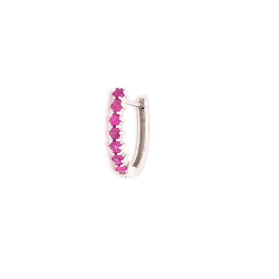 IMMEDIATE DELIVERY / Casilda Pink Ruby Hoop Earrings / 14k White Gold / One Piece