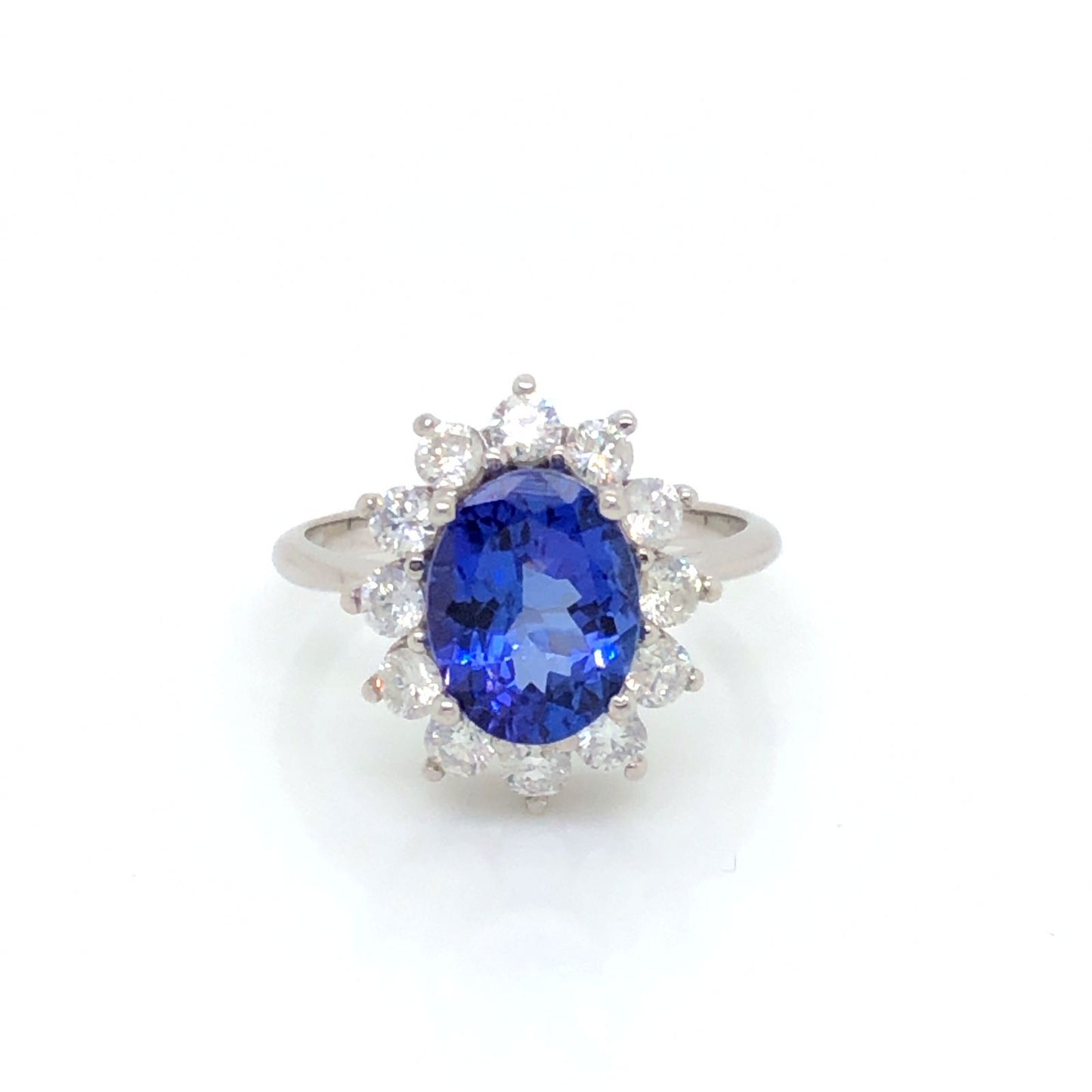 ENTREGA INMEDIATA / Anillo Kate Grande de Tanzanita y Diamantes / Oro Blanco 14k / Talla 4.75
