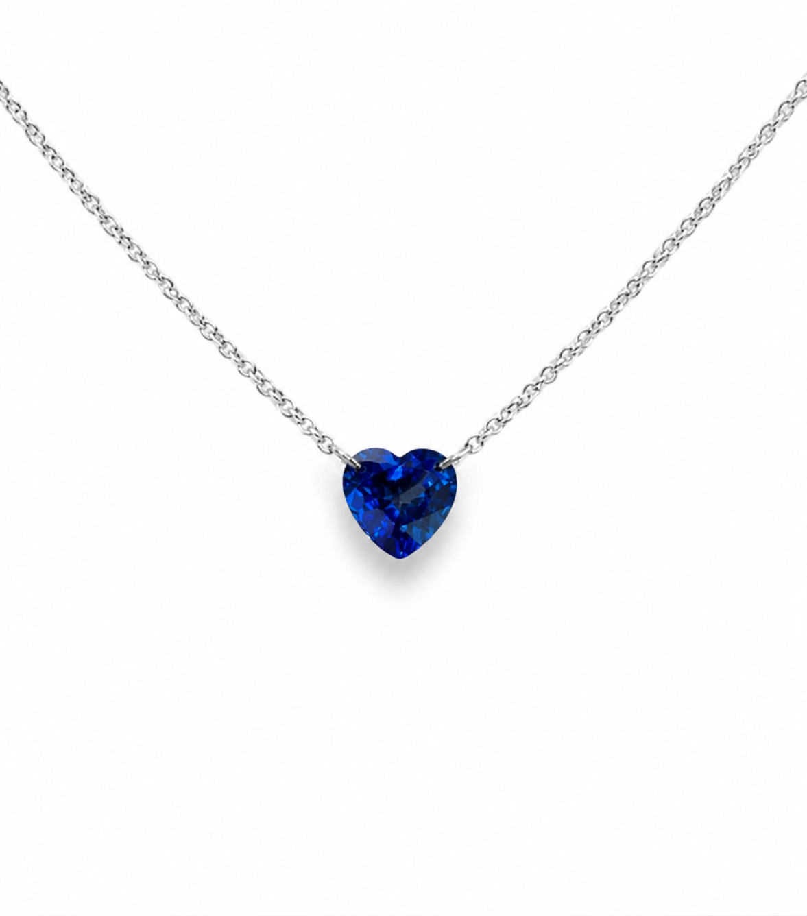 Collar de Zafiro Ceylan De Corazón Flotante 1ct
