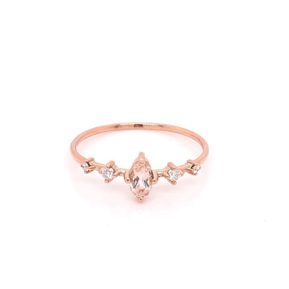 ENTREGA INMEDIATA / Anillo Aurora con Morganita / Oro rosa 14K / Talla 5