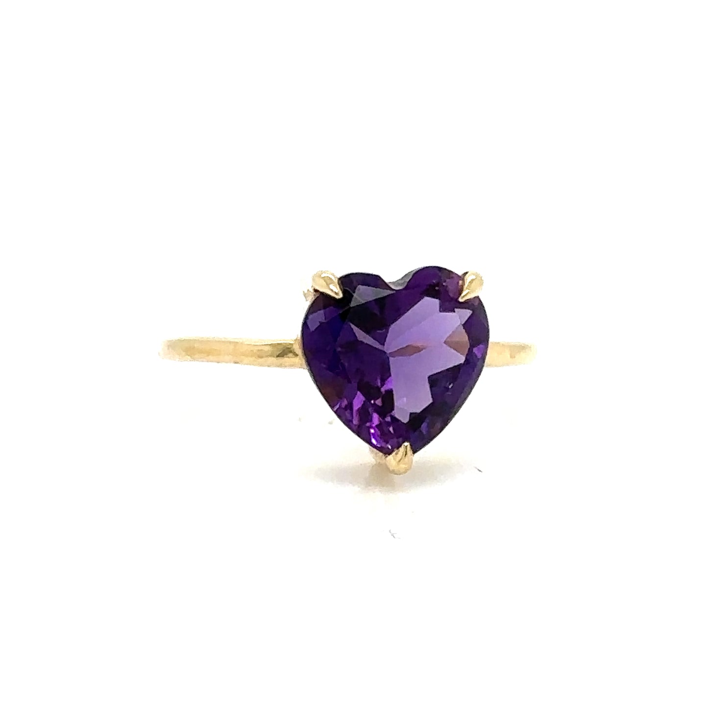 IMMEDIATE DELIVERY / Large Amethyst Heart Ring / 14k Yellow Gold / Size 7