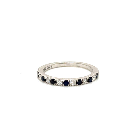 IMMEDIATE DELIVERY / Half Churumbela Amelia Alternated with Diamonds and Sapphires / 14k White Gold / Size 3.5