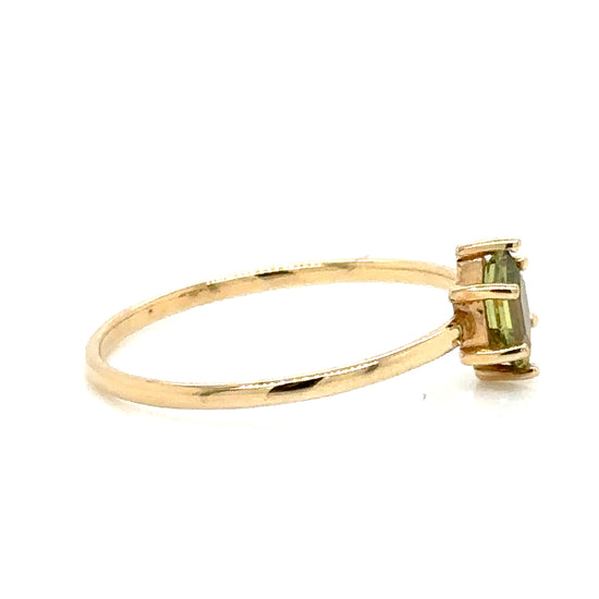 IMMEDIATE DELIVERY / Hexagonal Green Sapphire Ring / 14k yellow gold / size 10
