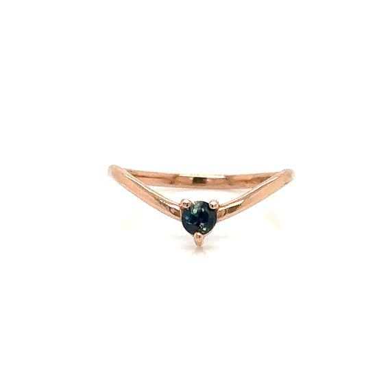 IMMEDIATE DELIVERY / Sapphire crown ring / 14k Rose Gold / size 4.5
