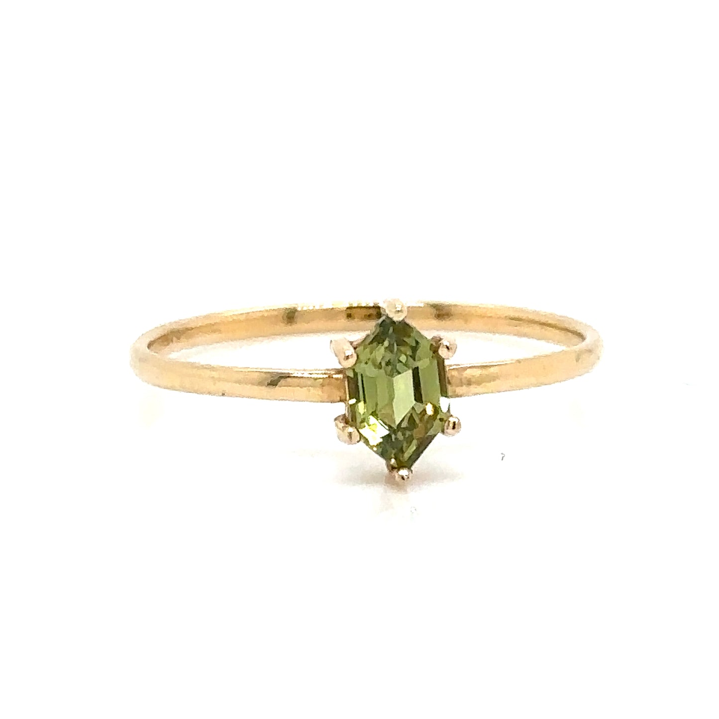IMMEDIATE DELIVERY / Hexagonal Green Sapphire Ring / 14k yellow gold / size 10