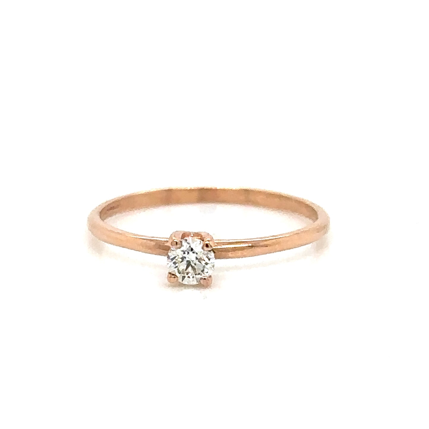 IMMEDIATE DELIVERY / 0.20ct Diamond Solitaire Ring / 14k Rose Gold / Size 6.75