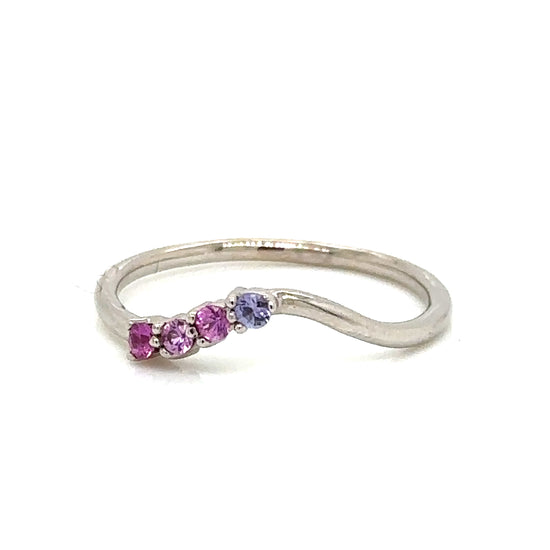 IMMEDIATE DELIVERY / Rachelle Purple Pink Sapphires Ring / 14k white gold / Size 7.5