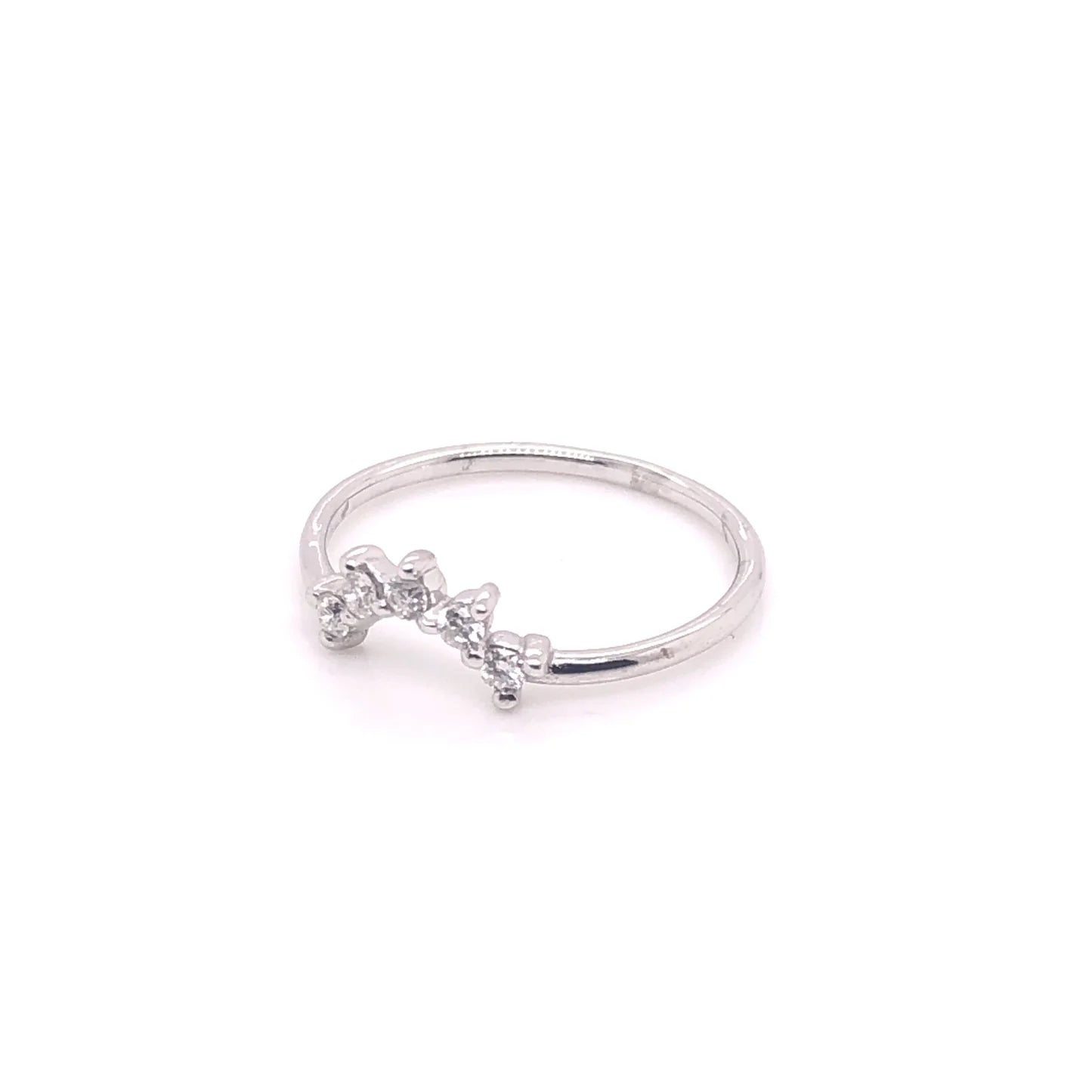 ENTREGA INMEDIATA / Anillo Corona Mariana con Diamantes / Oro blanco 14K / Talla 7