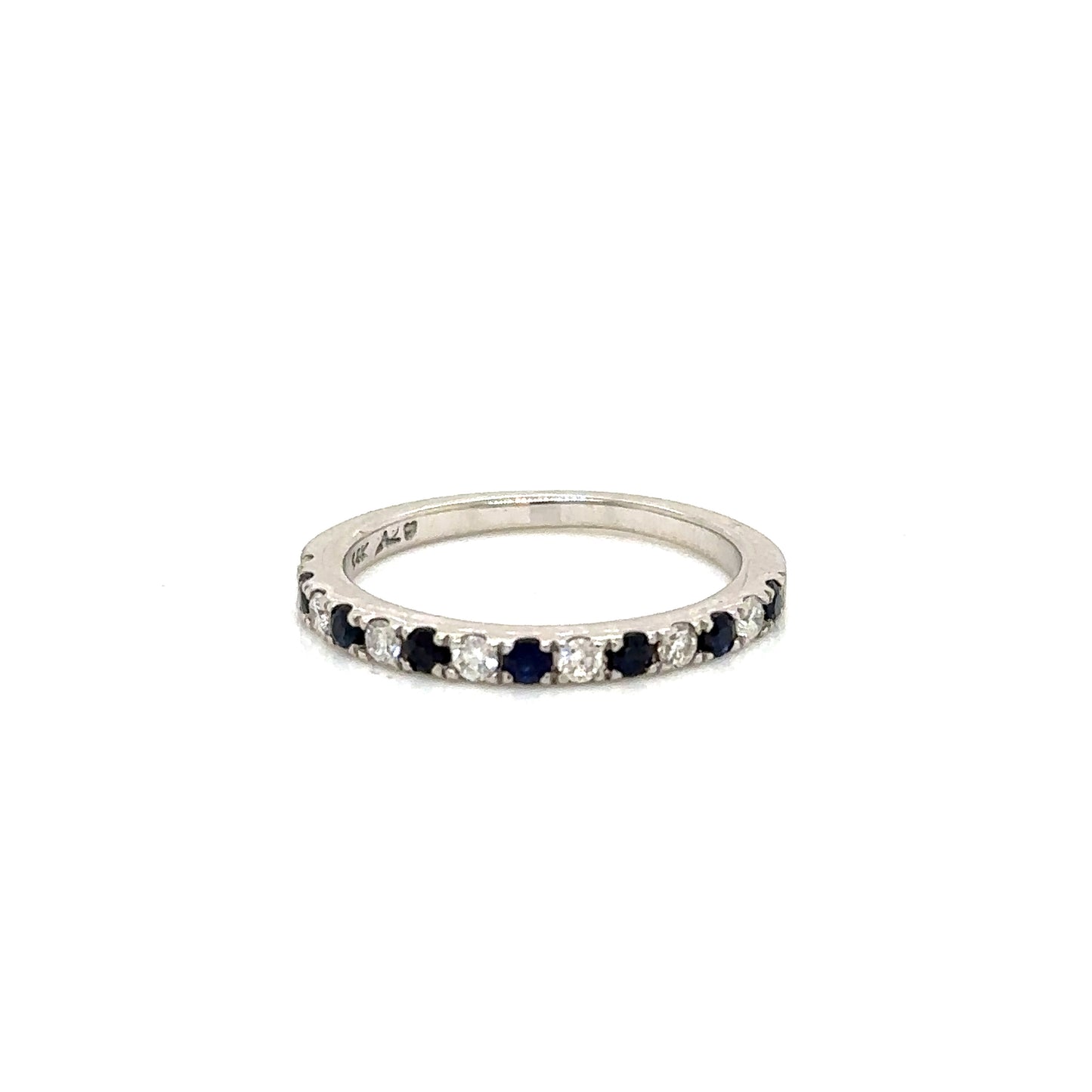 IMMEDIATE DELIVERY / Half Churumbela Amelia Alternated with Diamonds and Sapphires / 14k White Gold / Size 4.5