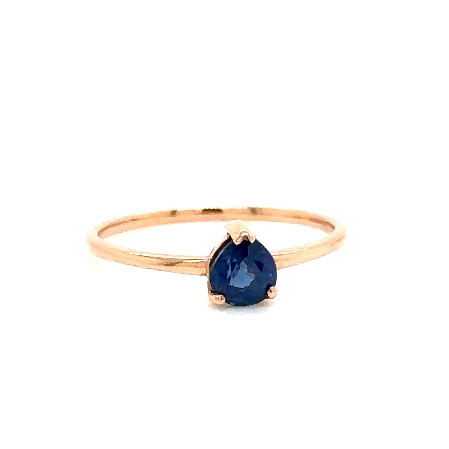IMMEDIATE DELIVERY / Drop cut Sapphire Ring / 14k rose gold / size 7.25