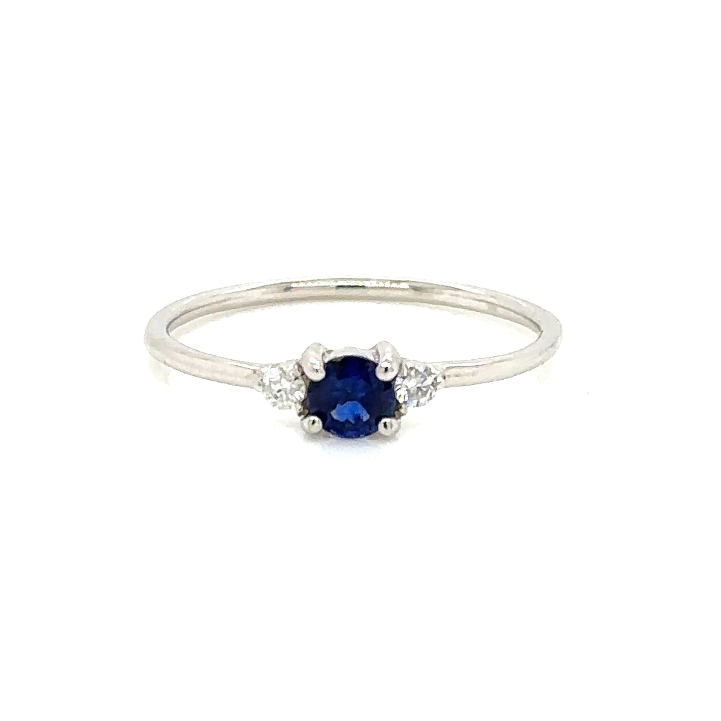 IMMEDIATE DELIVERY / Half Ring Stone of the Month / Sapphire and Diamonds / 14k white gold / Size 6