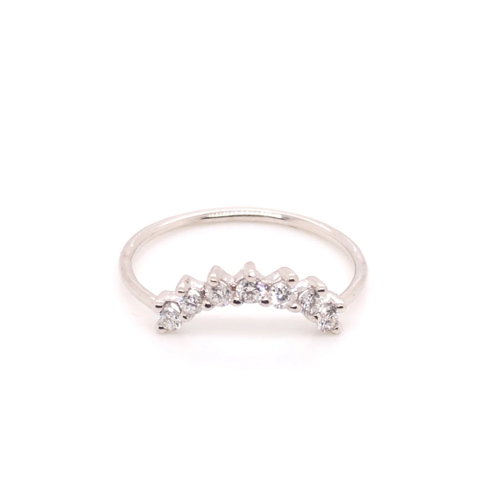 
                      
                        ENTREGA INMEDIATA / Anillo Corona Mijal con Diamantes / Oro blanco 14K / Talla 5.5
                      
                    