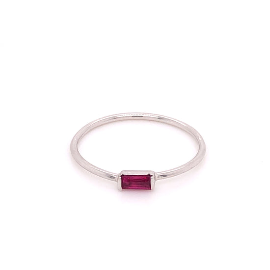 IMMEDIATE DELIVERY / Ruby Horizontal Stone Ring / 14k White Gold / Size 4.25