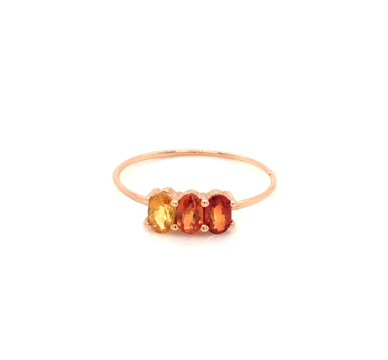 ENTREGA INMEDIATA / Anillo Soluna Zafiros Sol / Oro Rosa 14k / Talla 8.25