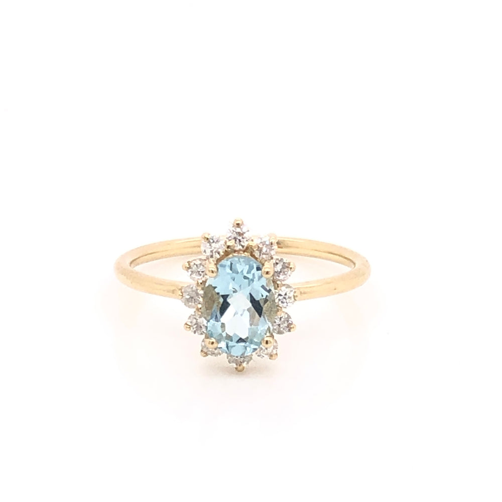 Aquamarine Ring with Diamond Halo