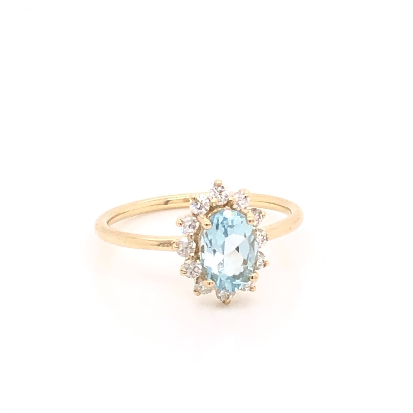 Aquamarine Ring with Diamond Halo