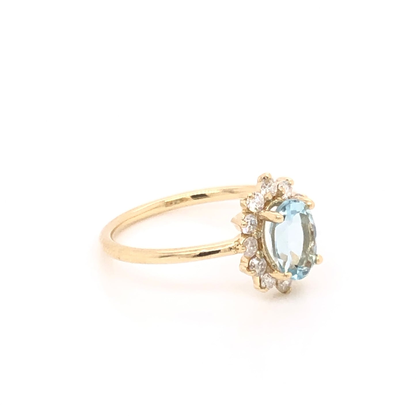 Aquamarine Ring with Diamond Halo