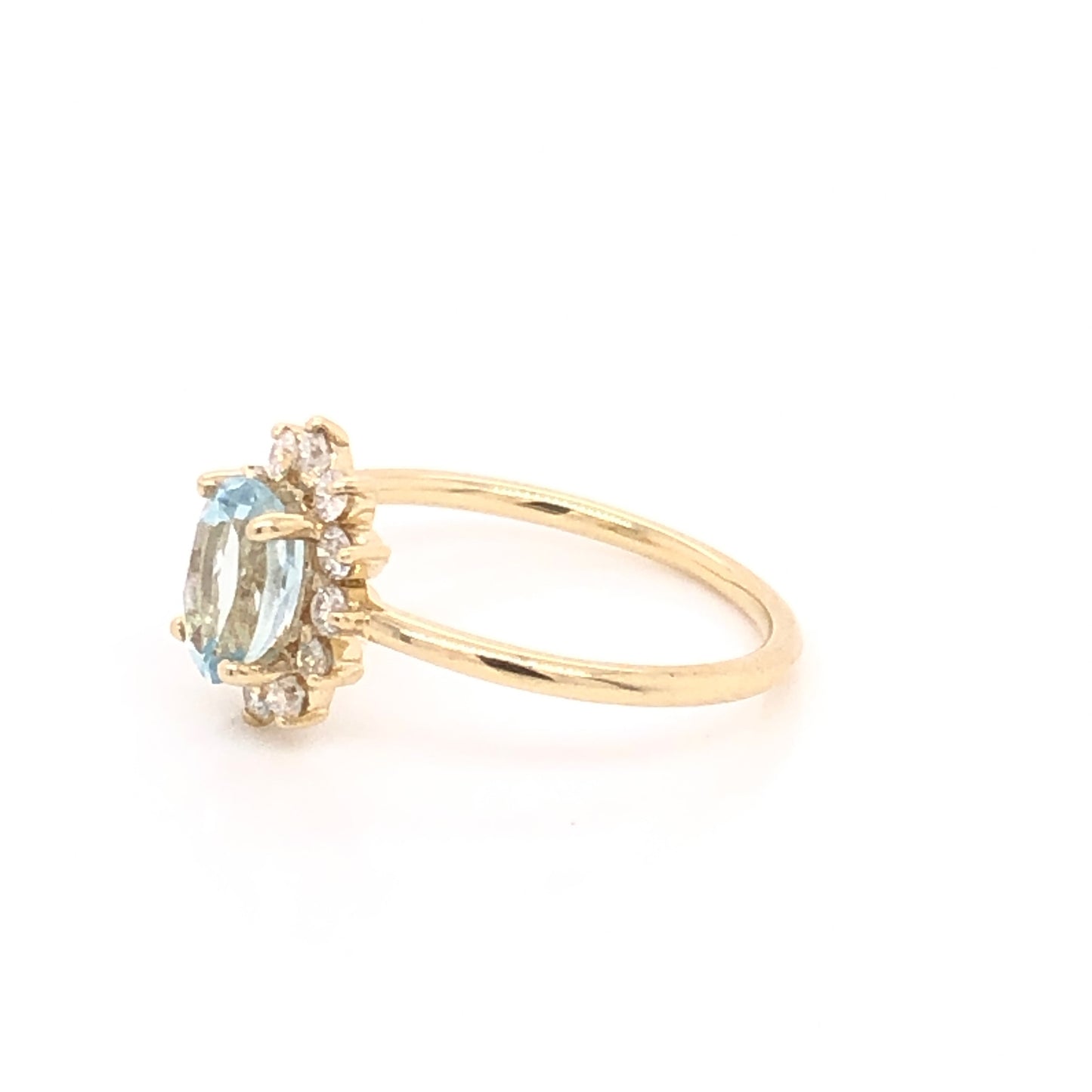 Aquamarine Ring with Diamond Halo