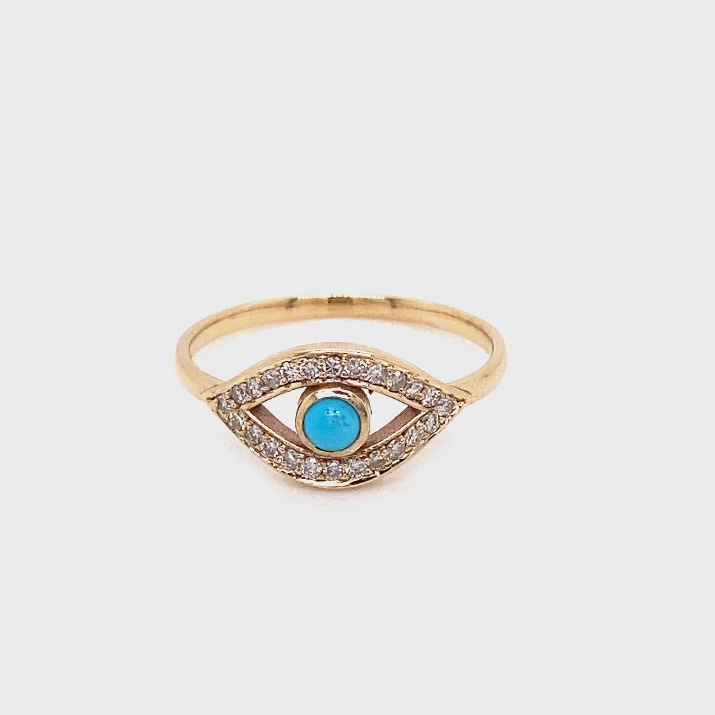 Eye Ring with Diamonds and Turquoise