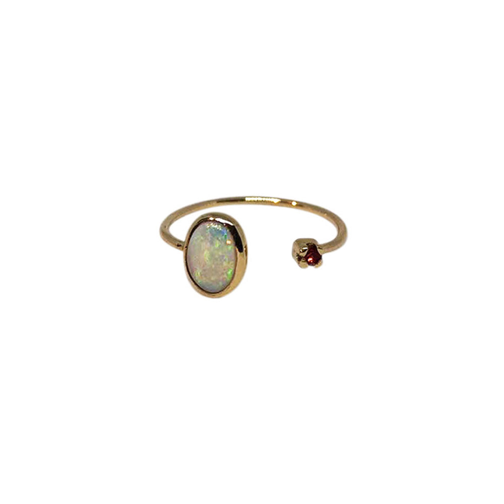 Large Opal Open Ring