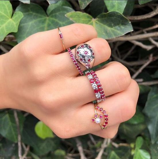 Michal Crown Ring with Ruby or Sapphire