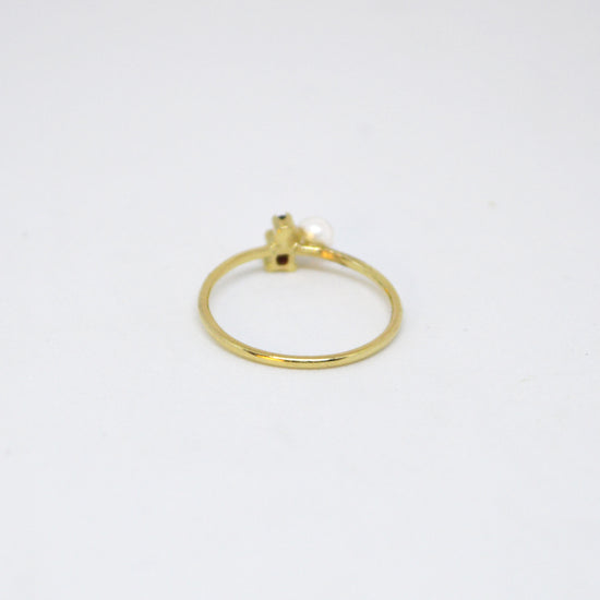 Anillo Perla, Rubí y Diamante Negro