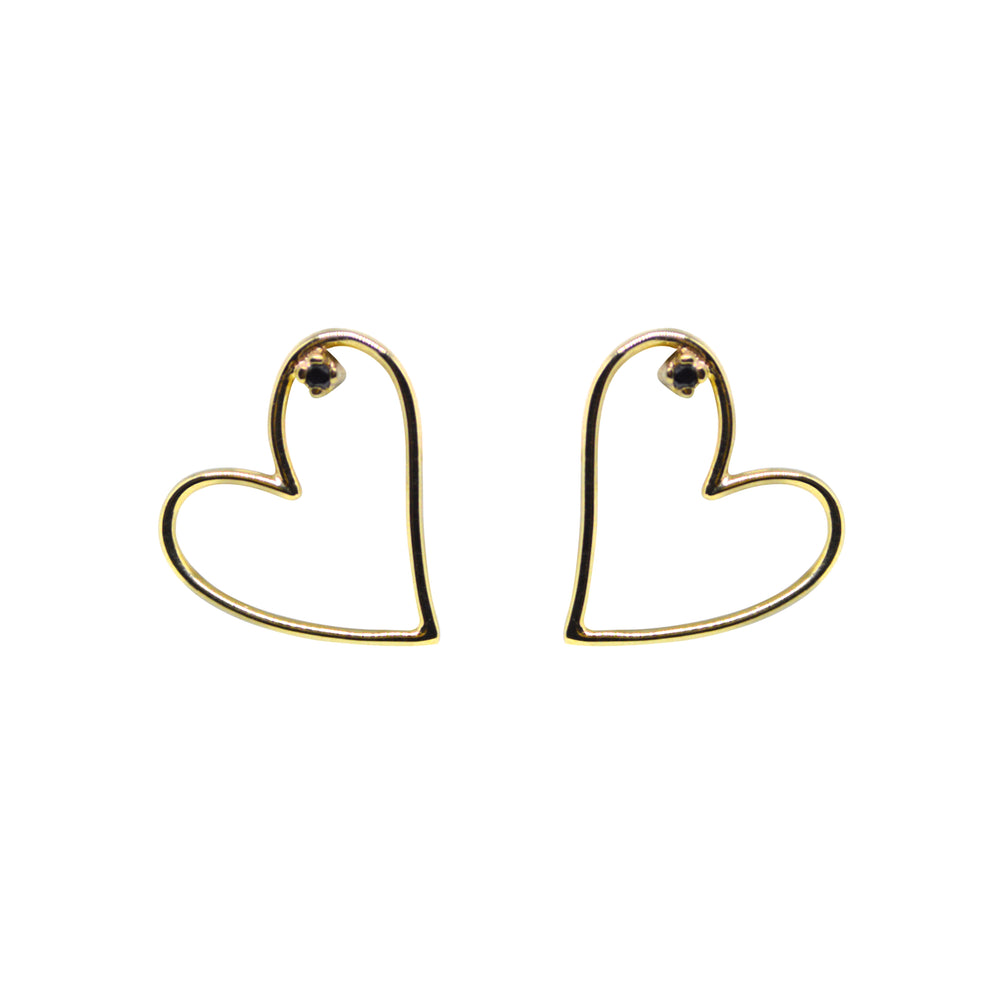 Aretes Corazón con Diamante Medianos (par)