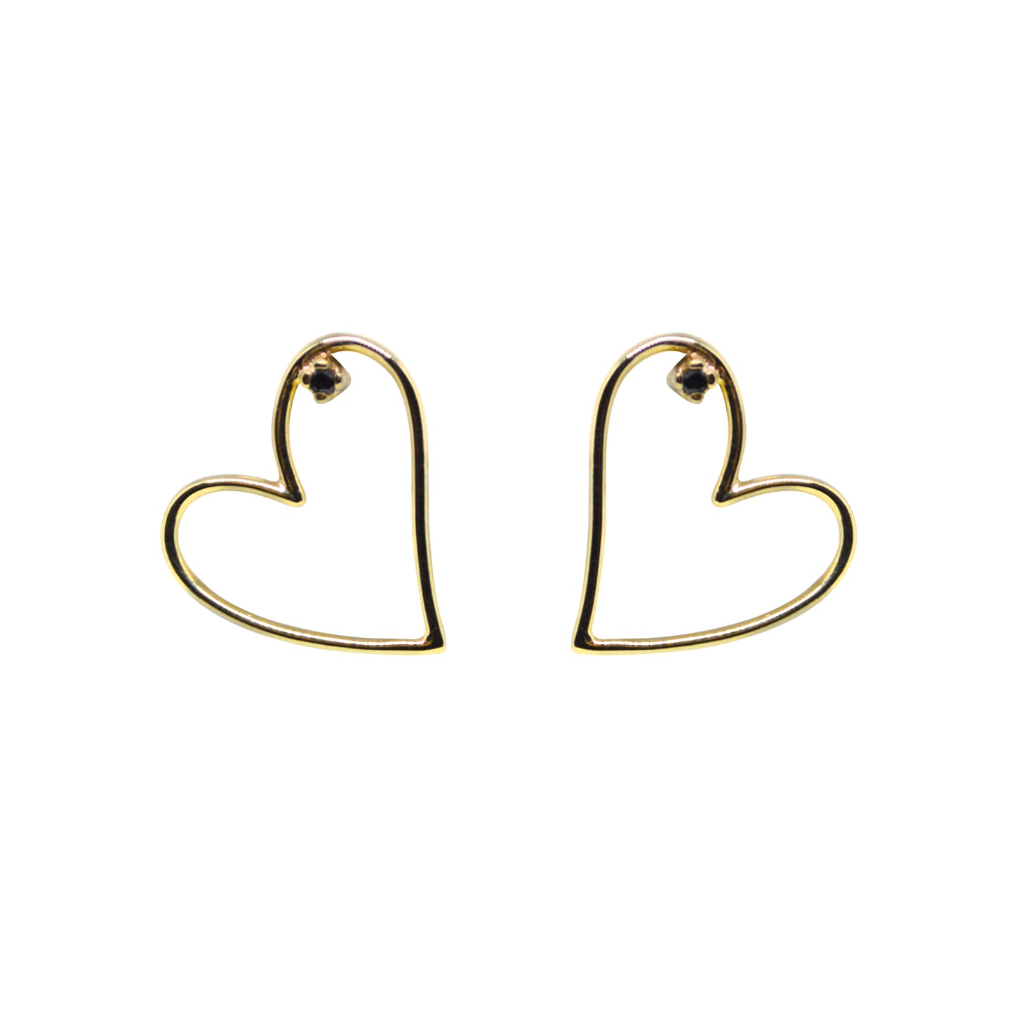 Aretes Corazón con Diamante Medianos (par)