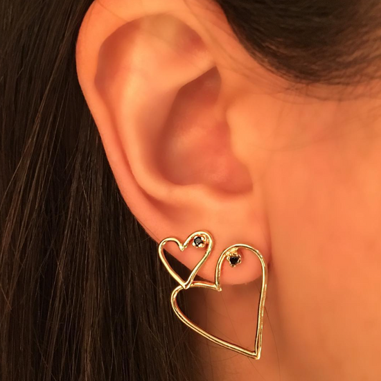 Medium Heart with Diamond Earrings (pair)