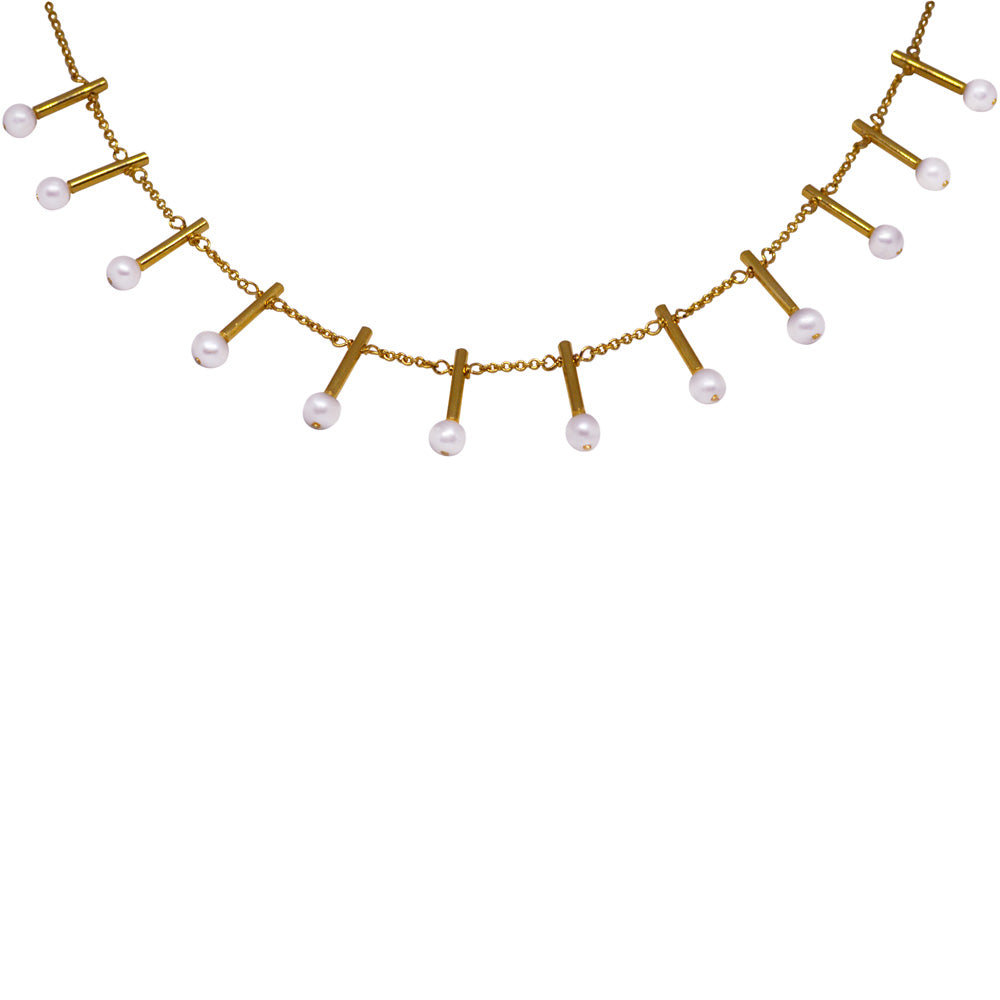 Load image into Gallery viewer, Pearls and Bars Stix Glued Necklace

