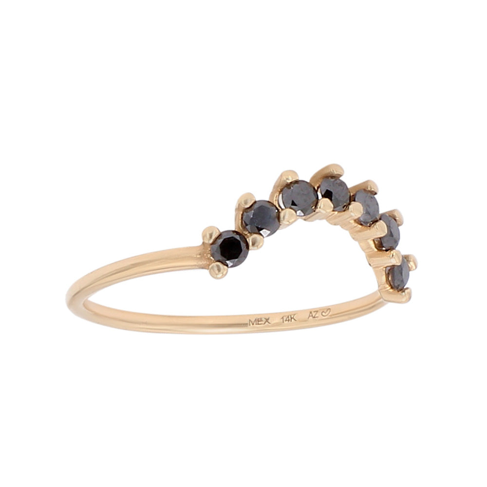Anillo Corona Mijal con Diamantes Negros