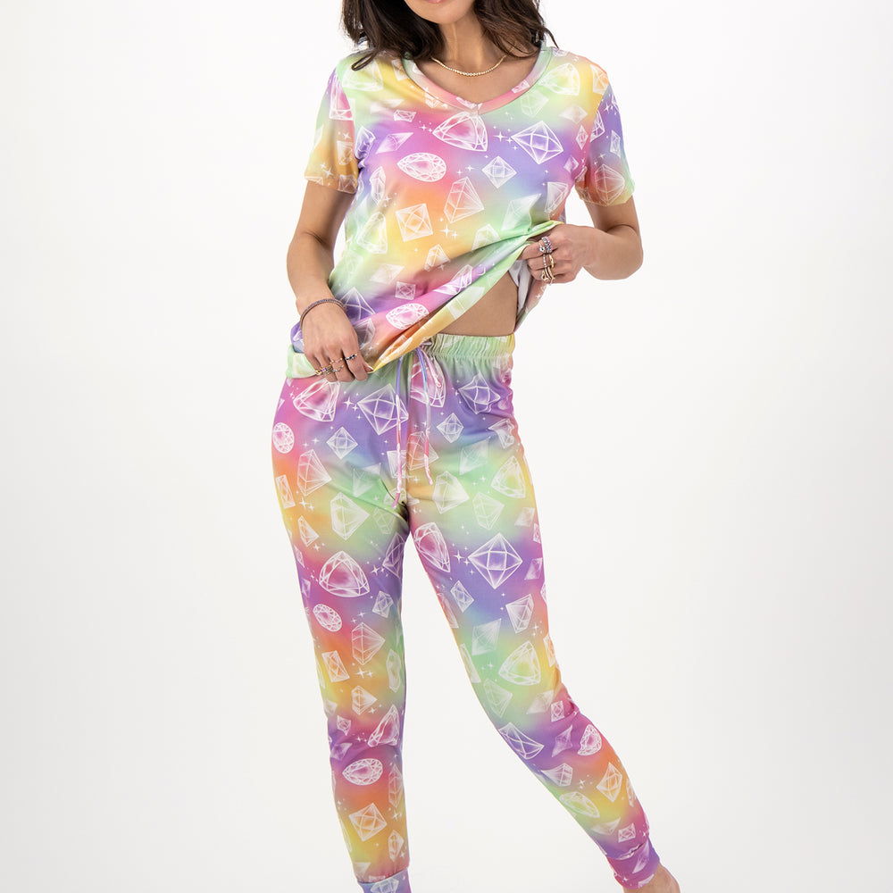 
                      
                        Short Sleeve Pajamas with Rainbow Jewelry Print
                      
                    