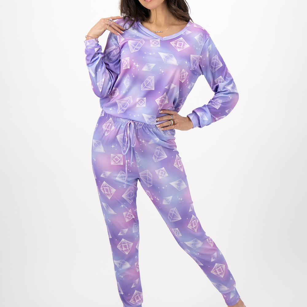
                      
                        Long Sleeve Pajamas with Purple Jewel Print
                      
                    