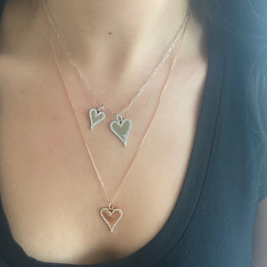 Small Diamond Outline Heart Pendant