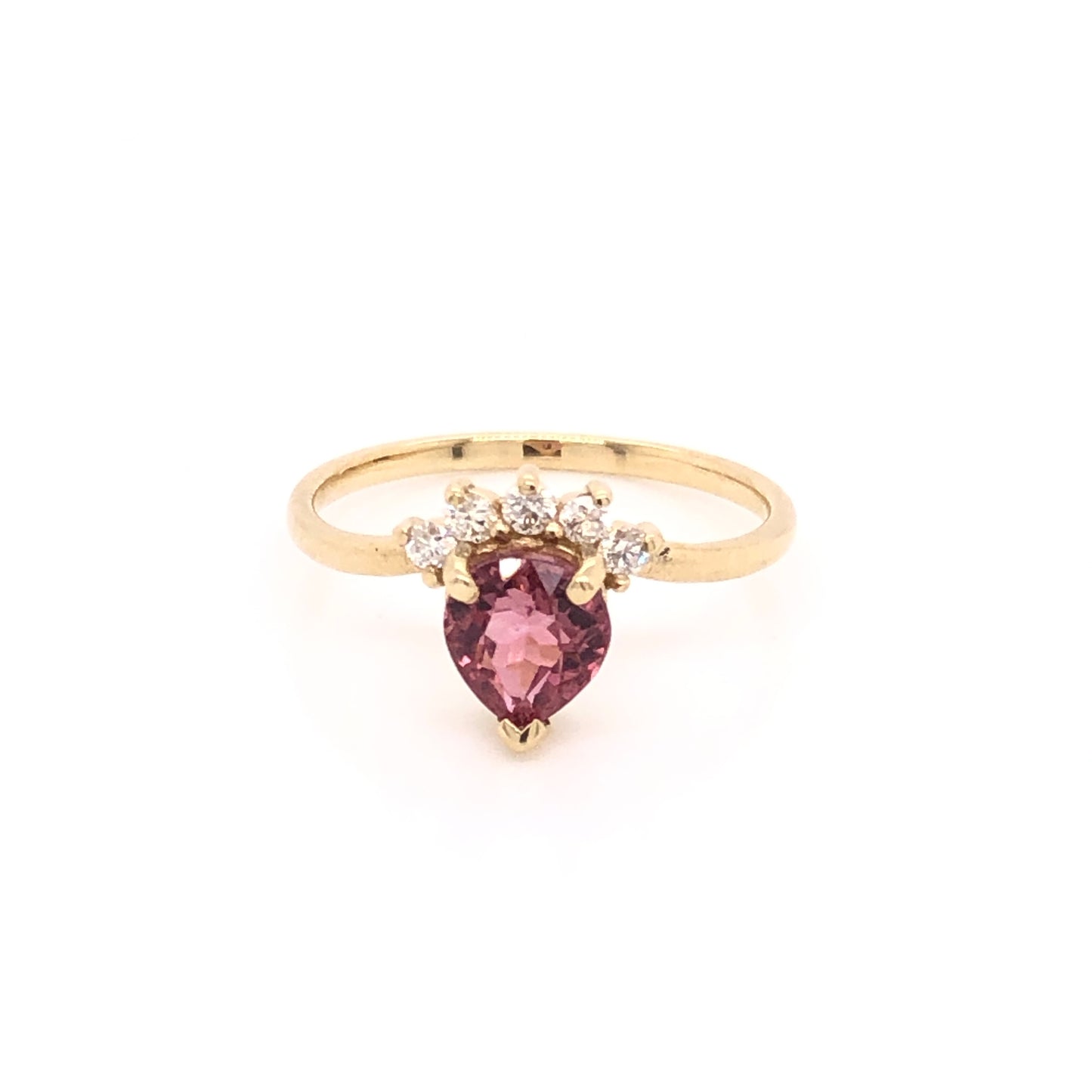 Pink Tourmaline Ring with Diamond Crown